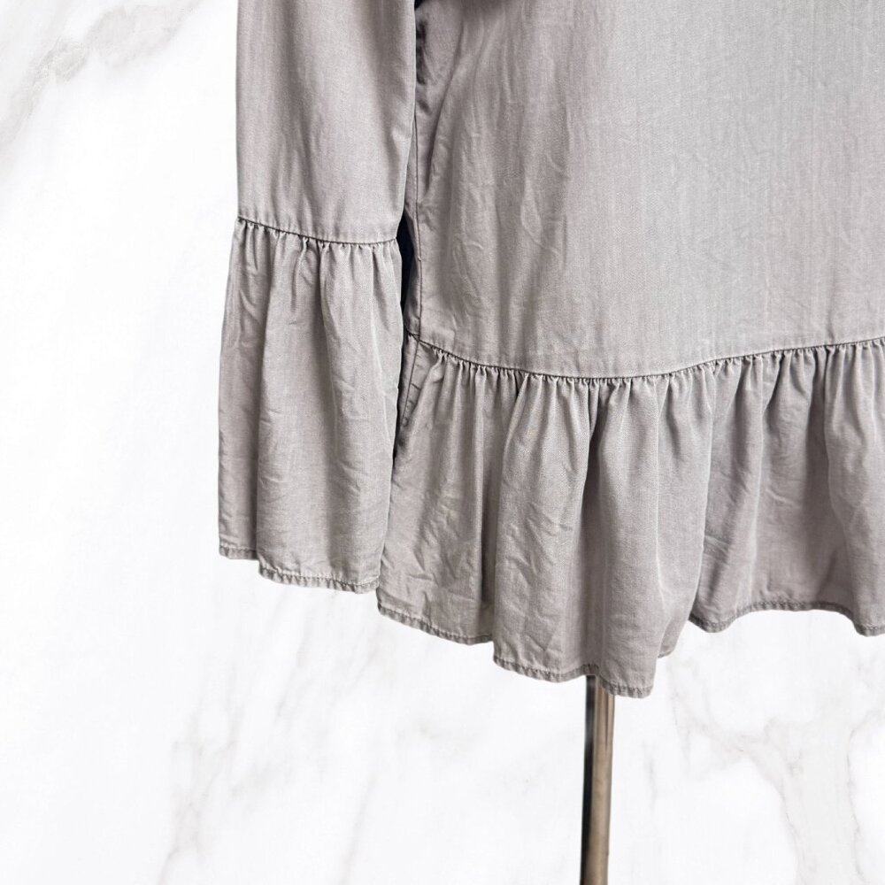 beachlunchlounge Women's Stone Washed Gray‎ Peplum Top, Size S - Picture 4 of 7